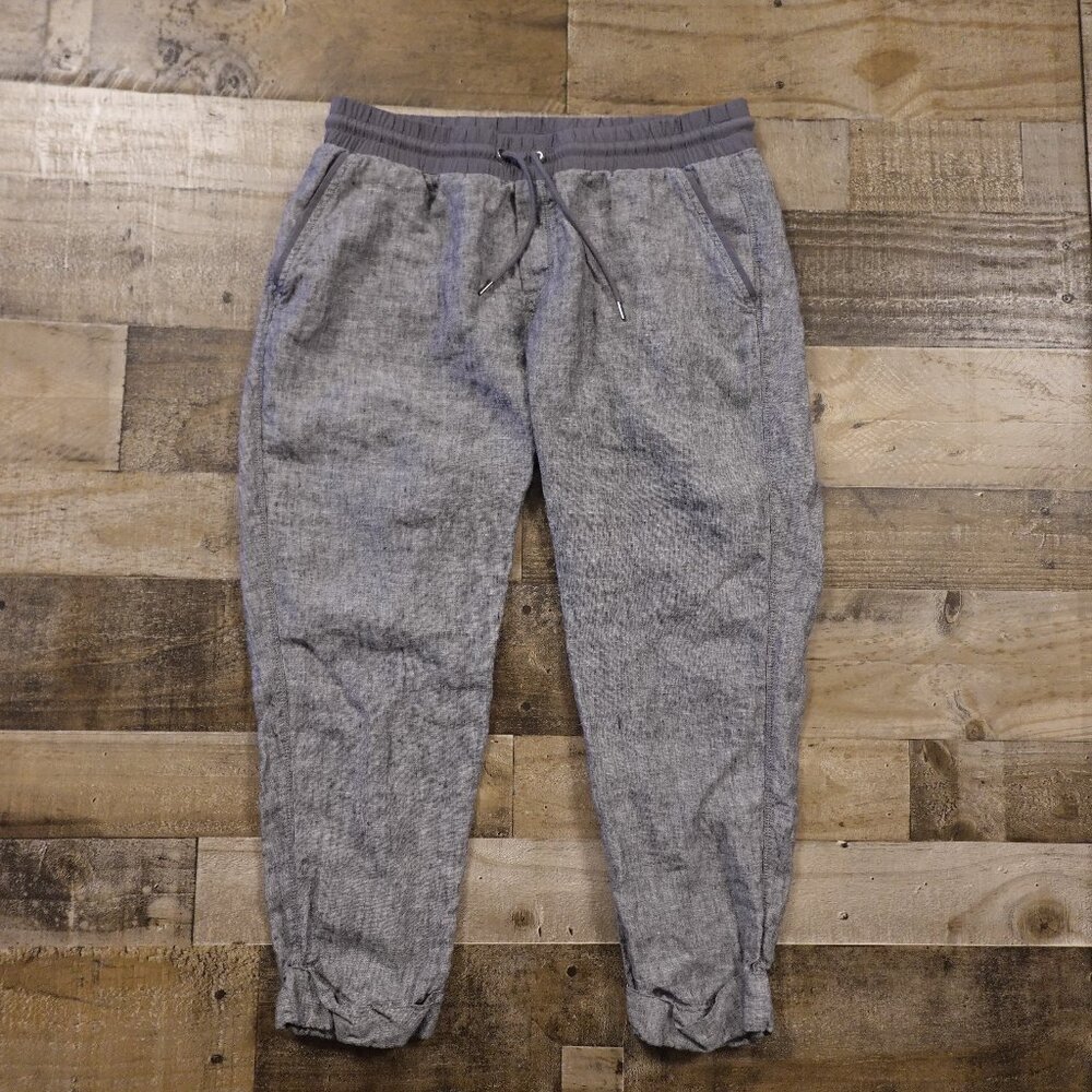 Athleta Bali Linen Ankle Pant Women’s 14 Gray Jogger Casual